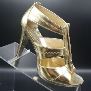 Michael Kors Gold Zipper Pumps Heels Formal